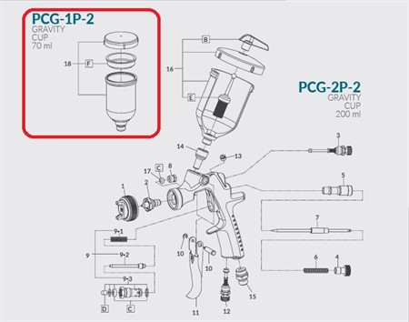 PCG-1P-2 Gravity Cup 70ml